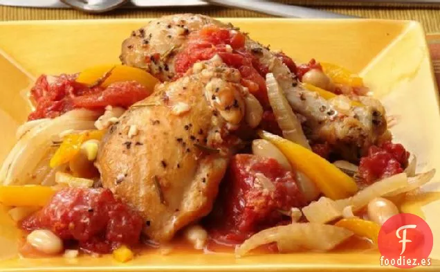 Pollo Estofado sin Gluten con Hinojo y Frijoles Blancos
