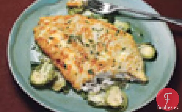 Lenguado de Petrale con Coles de Bruselas de Limón y Chalota