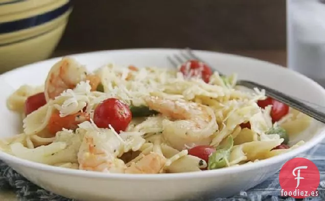 Camarones con Hierbas de Limón y Pasta