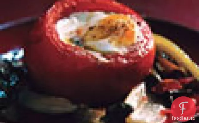 Tomates rellenos De Huevo Y Romana Con Panceta