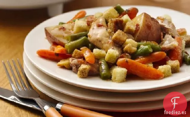 Pastel de Olla de Pollo y Relleno de Cocción Lenta