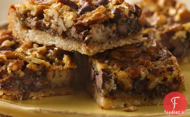 Barras de Pastel de Nueces de Chocolate