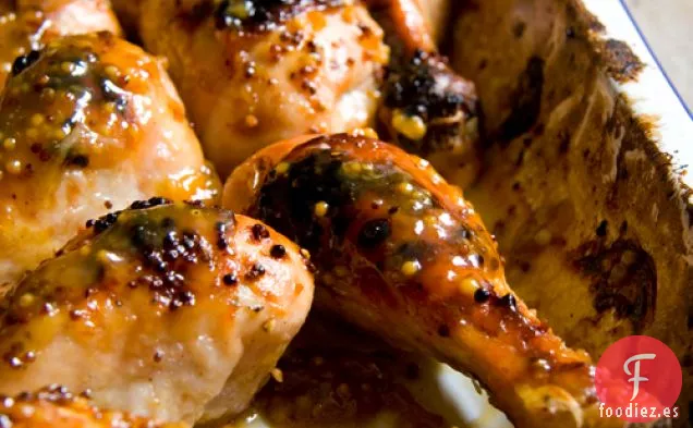 Muslos de Pollo con Mostaza Pegajosa