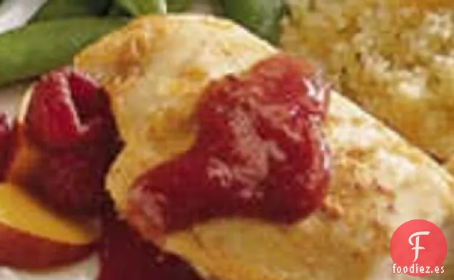 Pollo a la Parrilla con Frambuesa y Melocotón