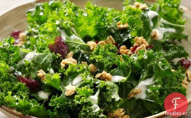 Ensalada Crujiente de Col Rizada con Vinagreta de Yogur