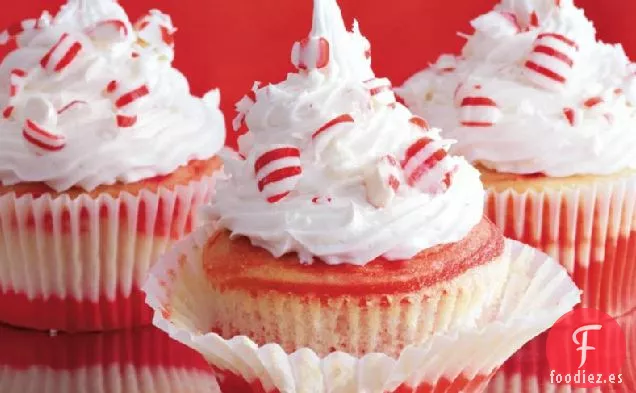 Cupcakes de Caña de Caramelo en Espiral