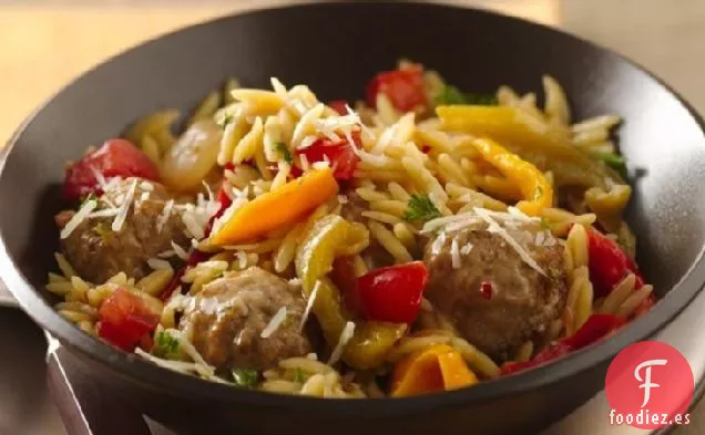 Orzo de Parmesano y Albóndigas