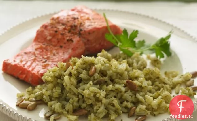 Arroz Verde con Semillas de Calabaza Tostadas