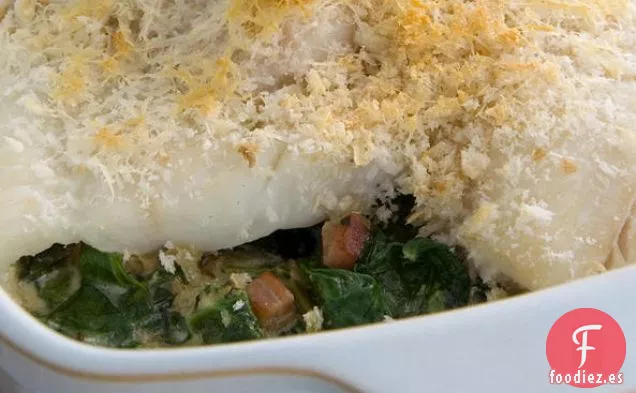 Haddie de Finnan con Espinacas y Panceta