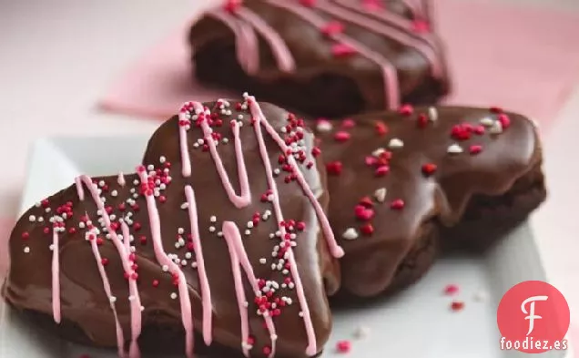 Corazones de Brownie Glaseados