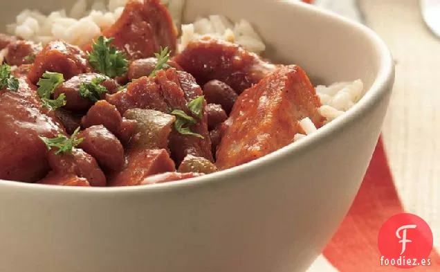 Frijoles Rojos y Arroz de Cocción Lenta