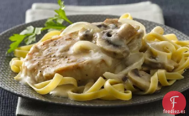 Chuletas de Cerdo en Salsa de Crema de Champiñones