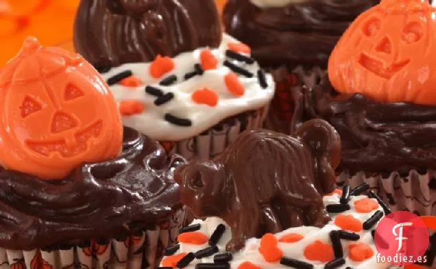 Cupcakes de Halloween de Plátano y Brownie