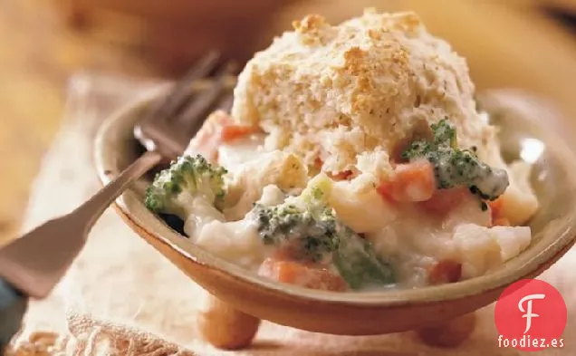 Cazuela de Verduras con Galletas con Gotas de Eneldo