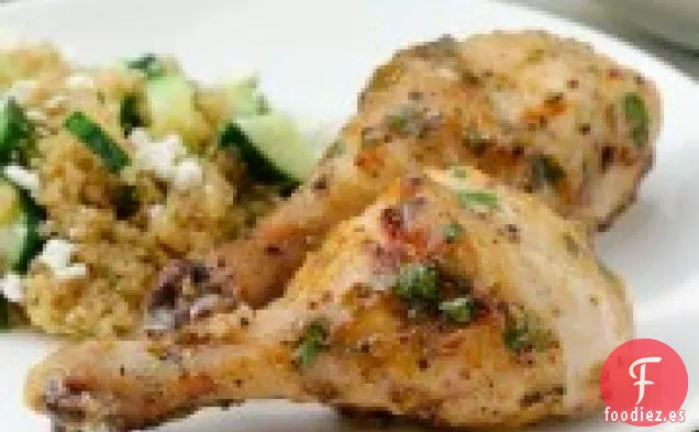 Pollo A La mostaza y arce Con Ensalada De Pepino Y Quinua