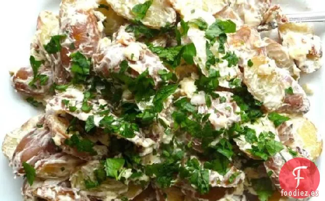 Ensalada de Patatas Alevines con Tocino y Gorgonzola