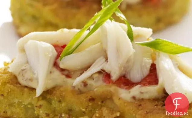 Tomates Verdes Fritos Con Cangrejo Y Mostaza Criolla