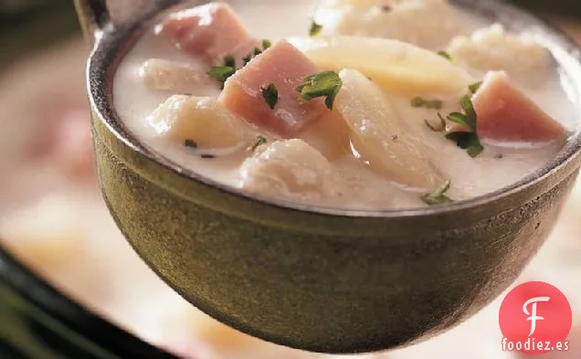 Sopa Rápida de Jamón y Coliflor