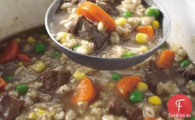 Sopa de Carne y Cebada de Cocción Lenta