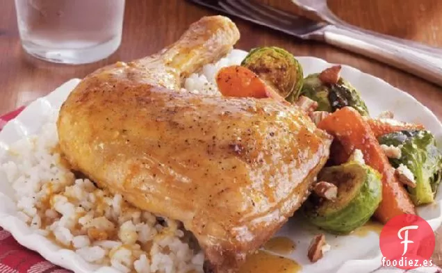 Pollo Asado de Naranja y Arce y Verduras