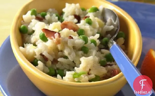 Arroz con Queso Parmesano y Guisantes con Tocino