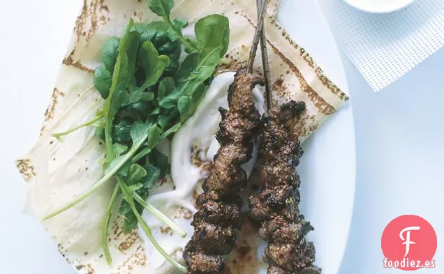Brochetas De Carne De Ajo Y Mostaza