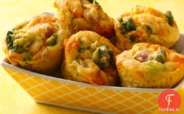Muffins de Brócoli, Queso y Jamón Fáciles