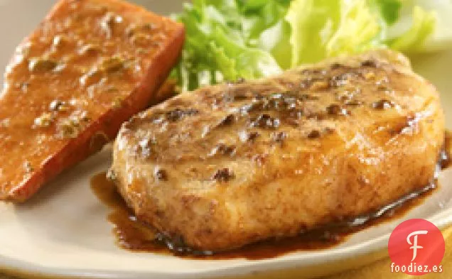Cerdo de arce y mostaza Con Batatas