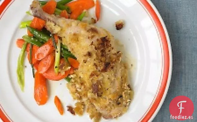 Pollo Crujiente A La Mostaza Con Zanahorias