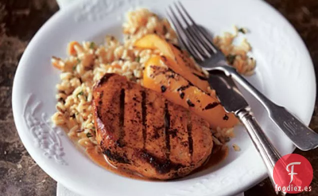 Chuletas de Cerdo Glaseadas con Mostaza y Bourbon