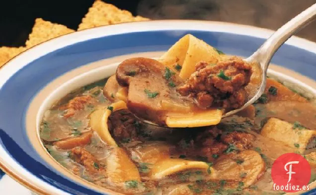 Pasta de Ternera y Sopa de Champiñones