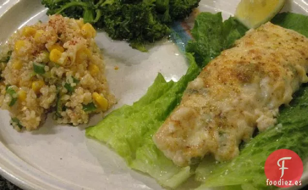 Carrie S. Forbes - Gingerlemongirl.com: Platija de Parmesano al horno de Café Atlantic y Ensalada de Maíz y Quinua de Kate