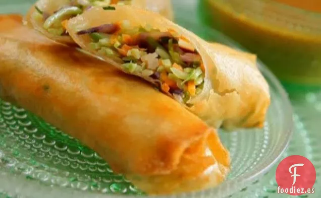 Rollitos de Primavera de Camarones con Salsa Picante de Mostaza de Albaricoque