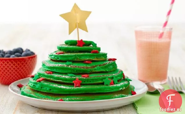 Pilas de Panqueques de Árbol de Navidad