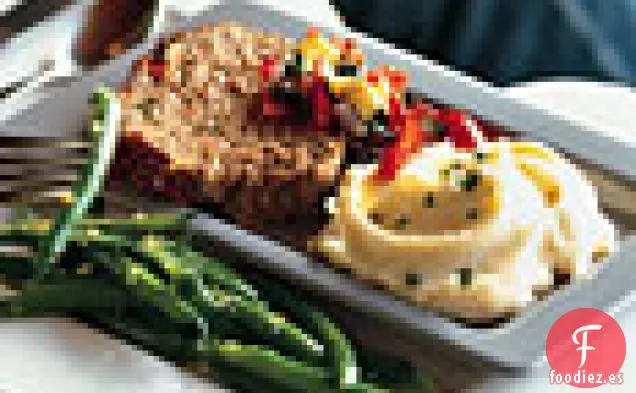 Pastel de Carne de Verduras Asadas con Puré de Papas a la Mostaza