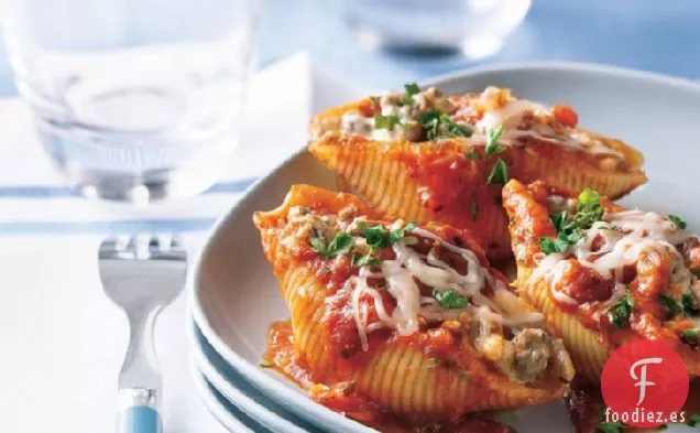 Conchas de Pasta de Ternera con Tres Quesos