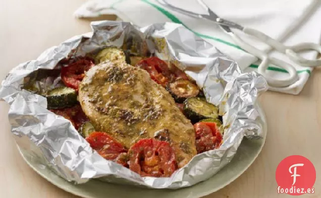Paquetes de Pollo al Pesto a La Parrilla