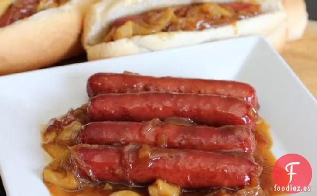 Mocosos Glaseados con Sidra con Manzanas y Cebollas