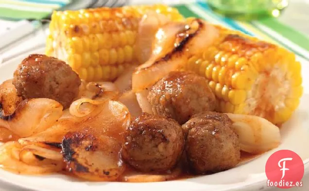 Paquetes de Papel de Albóndigas a la Parrilla con Miel y Barbacoa