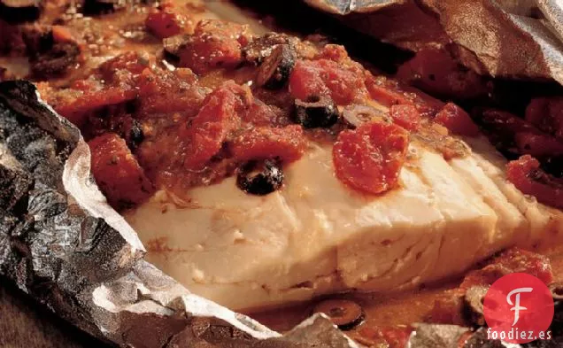 Paquete de Papel de Pesto a la Parrilla y Pescado