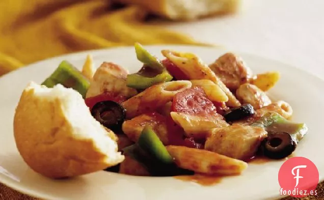 Penne de pollo a la Marengo