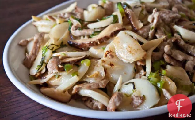 Receta de Pasteles de Arroz Pegajosos Chinos Salteados (nian Gao) (??? Ch?