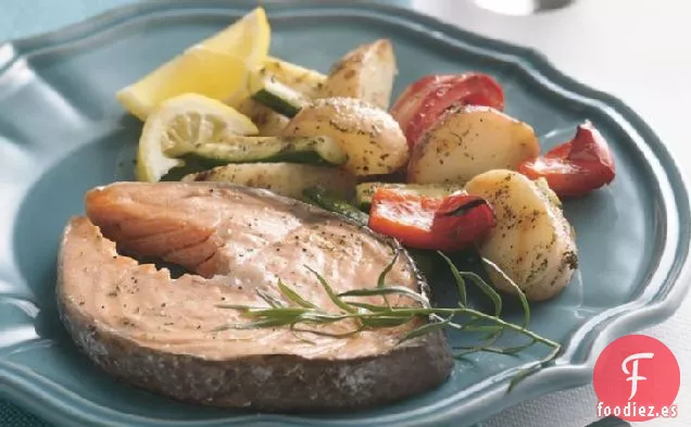 Salmón Asado y Verduras