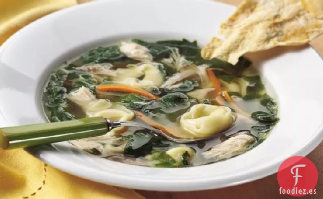 Sopa de Tortellini de Pollo y Espinacas