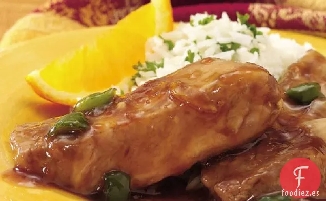 Costillas de Cocción Lenta Glaseadas de Naranja