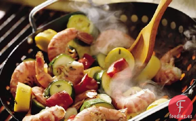 Camarones al Limón a la Parrilla con Calabaza