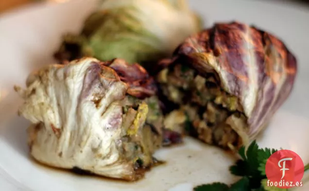 Rollos De Col Asiática Con Receta De Libro De Puerco Picante