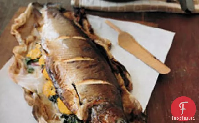 Salmón Asado Entero Con Glaseado De Mantequilla De Naranja
