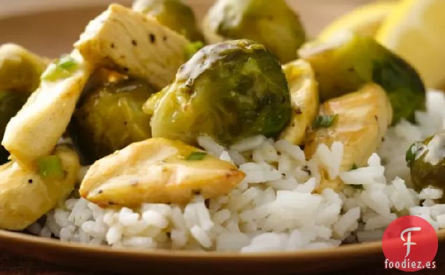 Pollo al Limón Picante con Coles de Bruselas