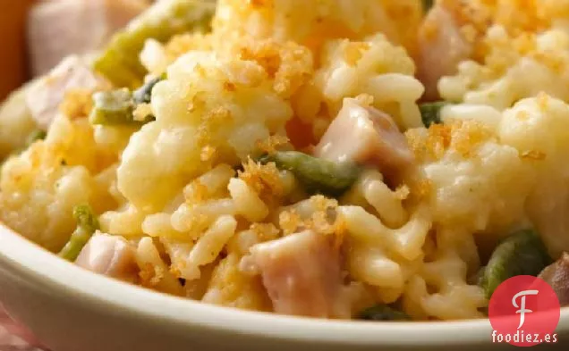 Coliflor, Poblano y Jamón Gratinado
